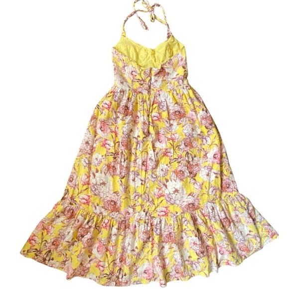 Bardot Labella Women’s Floral Halter Yellow Midi Linen Spring Summer Dress SZ S - Picture 10 of 14